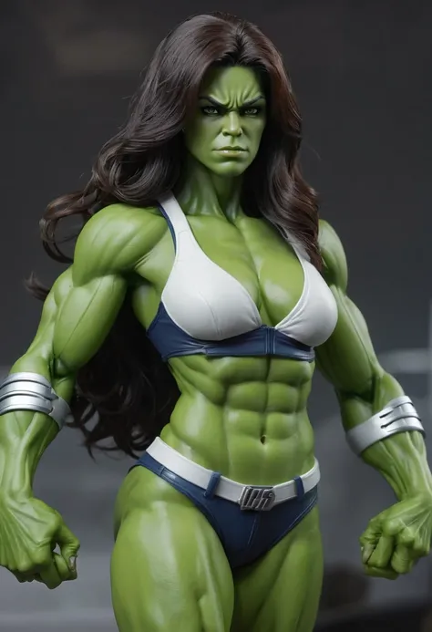 realistic she hulk , skin realistic, long hair ,Best quality, hd quality, muscler body, metal hands, muscular body, 5 fingers, extra digit,best as possible