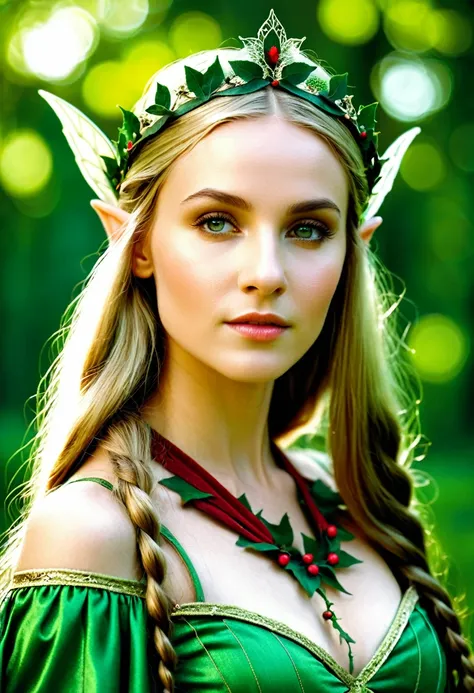 elf princess, fairy tale, fantasy, cinematic, green background, 