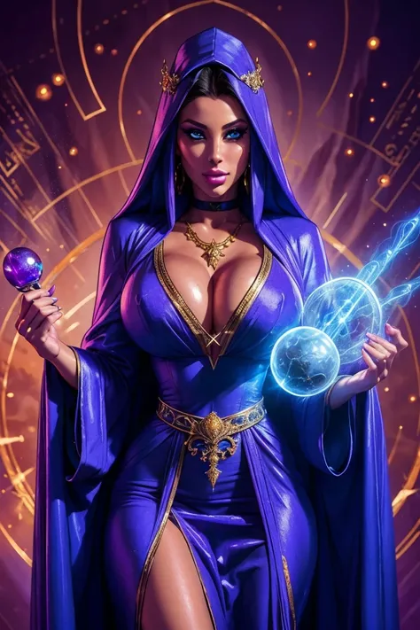 full body picute of a powerful female mage,detailed face and expression,beautiful detailed eyes,beautiful detailed lips,extremely detailed intricate robes,ornate staff,magical energy,impressive spell casting,dramatic lighting,cinematic composition,vibrant ...