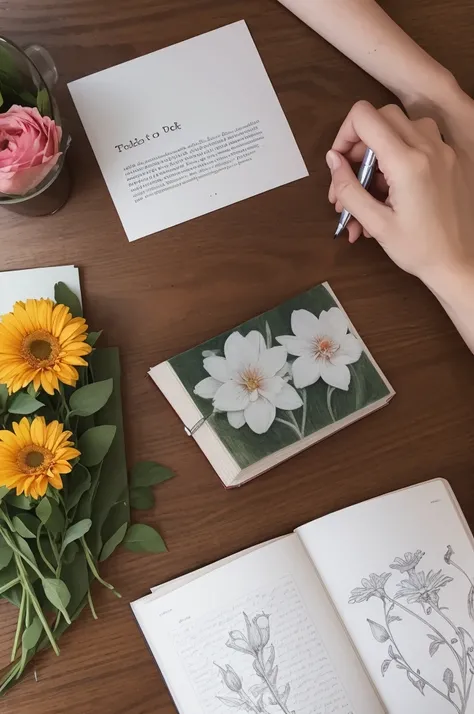 Create a drawing representing the meaning of the poem ( Book and Flowers )