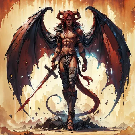 red skin male tiefling savage, same picture but red skin