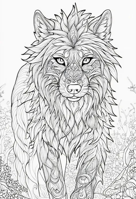 complete image within a margin around the image, leave indentation margin on a coloring page with a random animal coloring in bl...