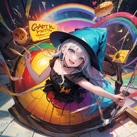 witch（Art room　Painting on canvas（hamburger　Slam　Rainbow colors）smile）Poster
