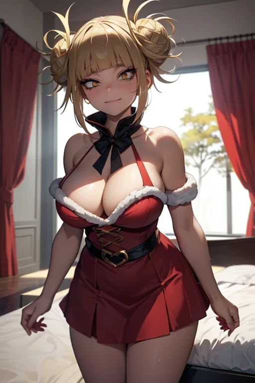 Himiko toga,(my hero academia),my hero academia,perfect picture,perfect eyes dehimiko toga(my hero academia),(Full Body Picture),my hero academia,perfect picture,perfect eyes,Short blonde hair with two messy buns in her hair and yellow eyes with cat pupils...