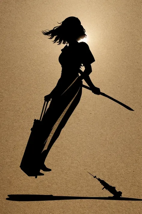 illustration, silhouette drawing of a migrant woman arriving crossing through Mexico, without his face being seen