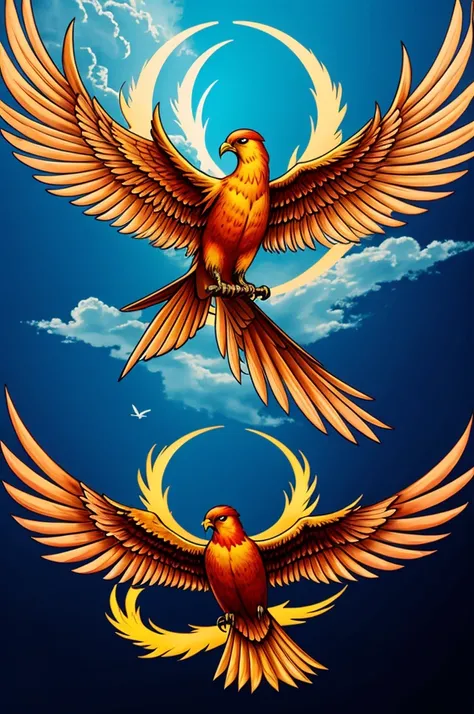 Phoenix bird together with ship as logo