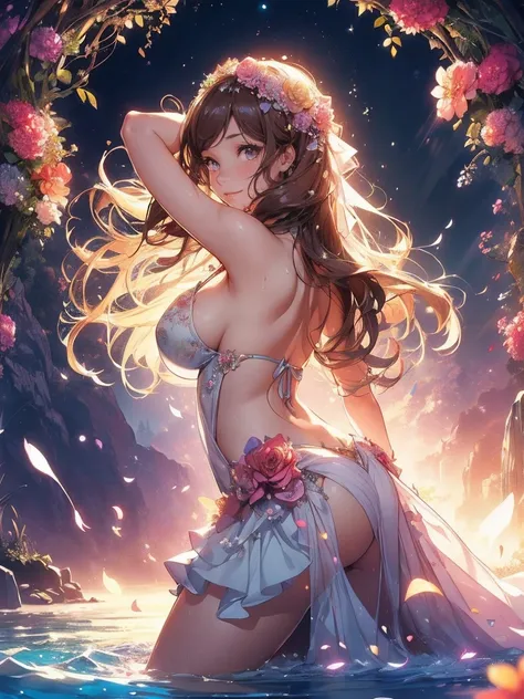 最high quality、Bigger on the screen、1 beautiful woman,Like Fujiko Mine (( back shot))Swimwear、bikini、 Ocean、Sandy Beach、Beautiful profile、Beautiful ass、quiet、Faint Waves、、Wet、Beautiful groin、In the water、On the water、、Blushing、、Ecstasy、Beautiful thighs、Fill...