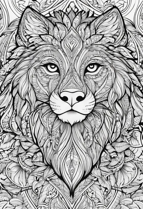 complete image within a margin around the image, leave indentation margin on a coloring page with a random animal coloring in bl...