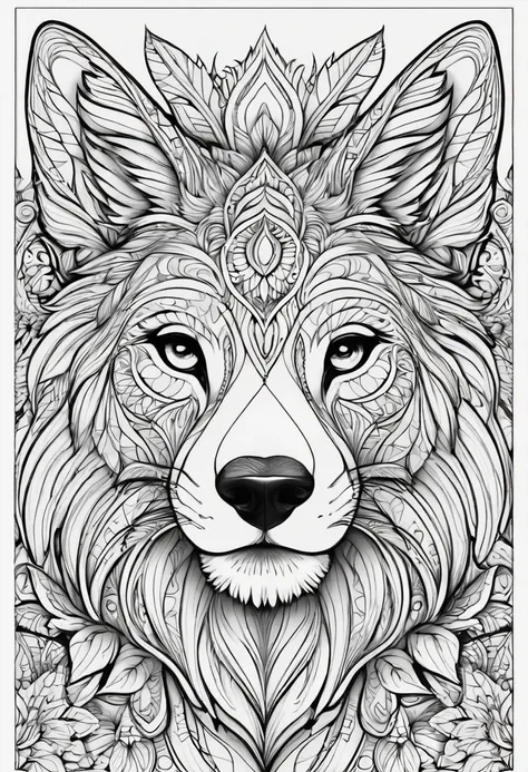 complete image within a margin around the image, leave indentation margin on a coloring page with a random animal coloring in bl...