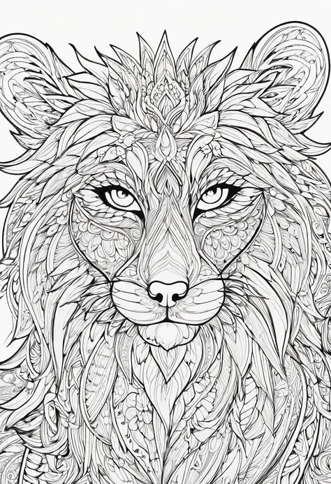 complete image within a margin around the image, leave indentation margin on a coloring page with a random animal coloring in bl...