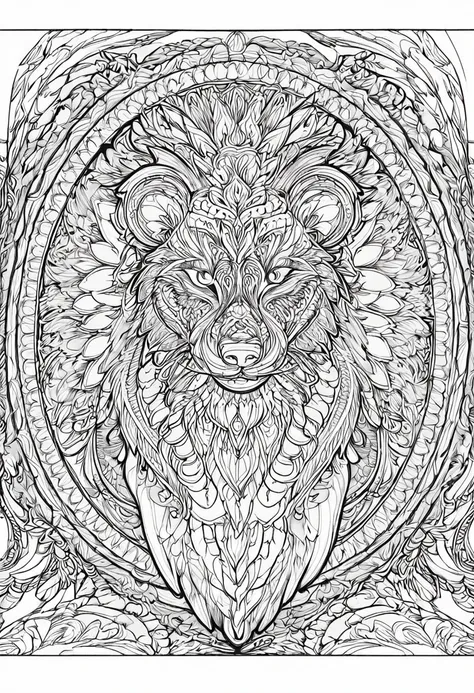 complete image within a margin around the image, leave indentation margin on a coloring page with a random animal coloring in bl...