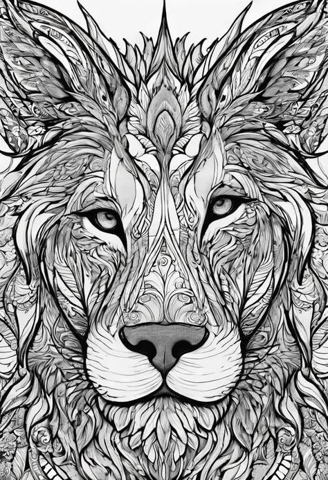 complete image within a margin around the image, leave indentation margin on a coloring page with a random animal coloring in bl...