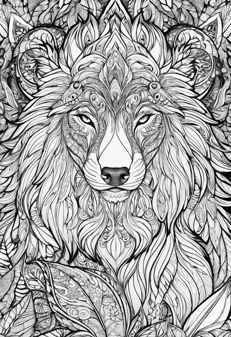 complete image within a margin around the image, leave indentation margin on a coloring page with a random animal coloring in bl...