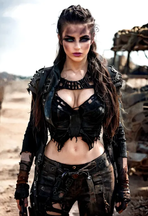 create an image of a stunningly beautifully gorgeous perfect young sexy post apocalyptic girl, stunningly gorgeous beautiful sex...