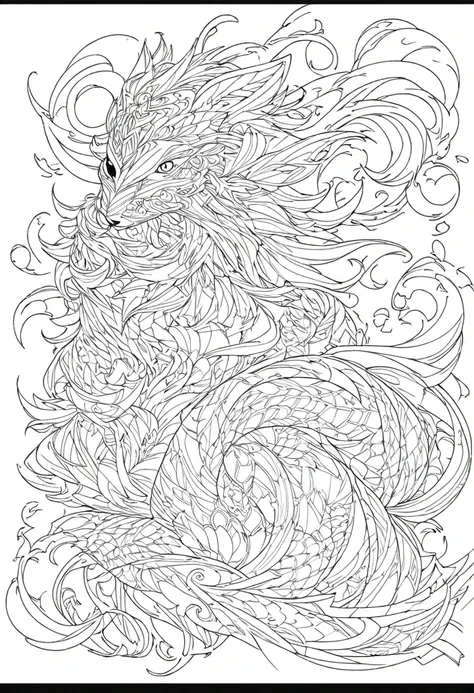 complete image within a margin around the image, leave indentation margin on a coloring page with a random animal coloring in bl...