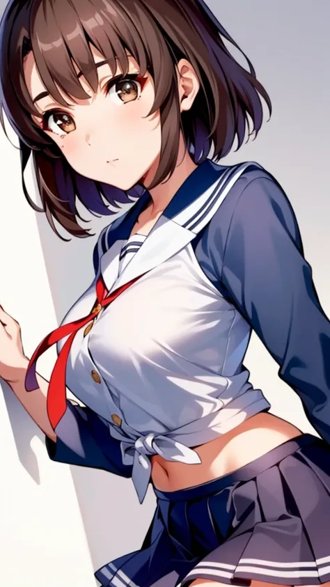 {{{masterpiece}}}, {{{best quality}}}, {{ultra-detailed}}, {illustration}, {{an extremely delicate and beautiful}}, (beautiful detailed eyes:1.6), extremely detailed face, 8k, anime face, Katou Megumi (SAEKANO), cute face, brown hair, short hair, (brown ey...