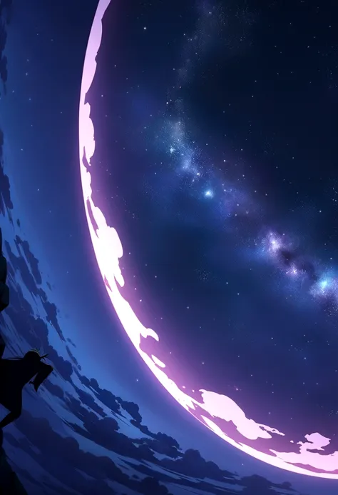 Anime style scene of hero flying through beautiful starry sky at night,anime art wallpaper 4k, anime art wallpaper 4k, Anime Art Wallpapers 8K, anime wallpaper 4k, anime wallpaper 4k, 4k anime wallpaper,Man flying in the night sky、The night view below