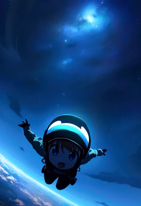 Skydiving scene in the beautiful night sky,anime art wallpaper 4k, anime art wallpaper 4k, Anime Art Wallpapers 8K, anime wallpaper 4k, anime wallpaper 4k, 4k anime wallpaper,Man flying in the night sky、The night view below