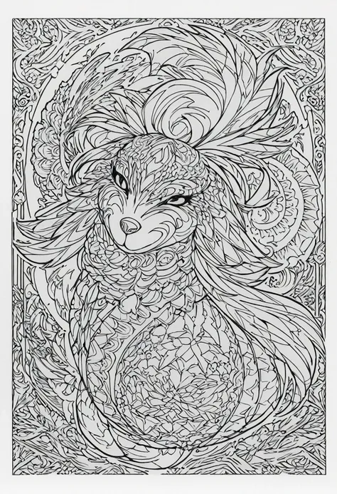 complete image within a margin around the image, leave indentation margin on a coloring page with a random animal coloring in bl...