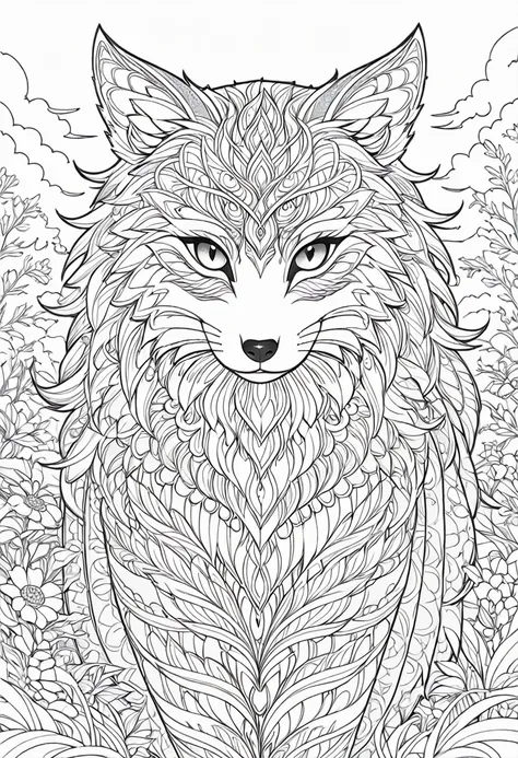 complete image within a margin around the image, leave indentation margin on a coloring page with a random animal coloring in bl...