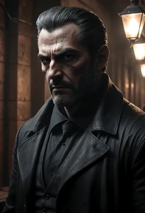 a dangerous and cunning villain,masterfully portrayed,dramatic lighting,cinematic composition,dark and gritty atmosphere,strong chiaroscuro,complex facial features,intense gaze,sinister expression,menacing posture,mysterious and enigmatic character,high co...