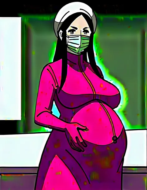 score_9,  score_8_up, score_7_up, source_anime, kasuganoray, pale skin, long hair, shy eyes, highest quality, masterpiece, big breasts, surgical mask, surgical cap, long sleeve maternity dress, seamless, 
1 girl, pregnant, solo, rubber gloves, frown,  stan...