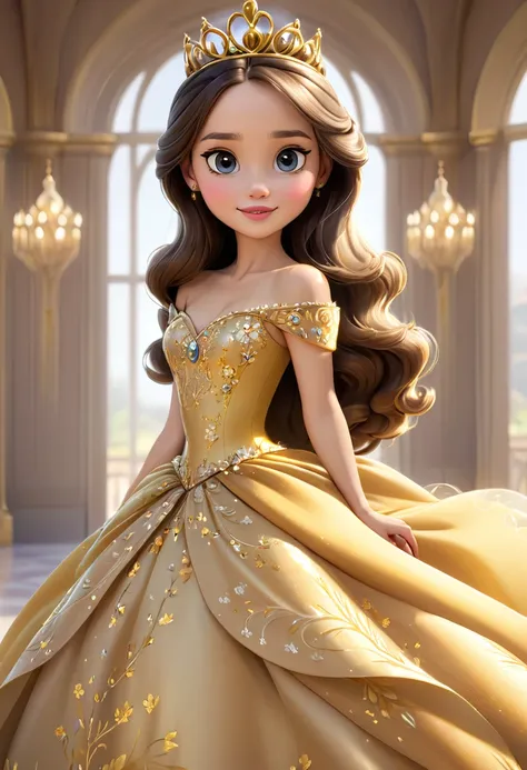 Miss princess with golden dress, princess sofia style