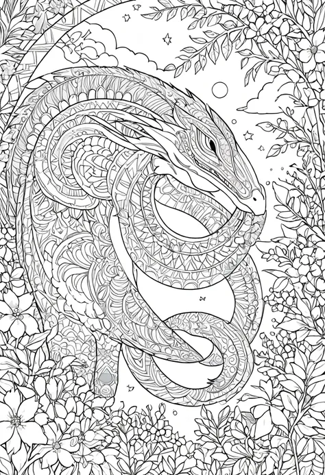 complete image within a margin around the image, leave indentation margin on a coloring page with a random animal coloring in bl...