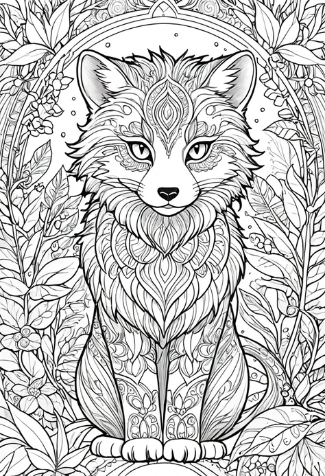 complete image within a margin around the image, leave indentation margin on a coloring page with a random animal coloring in bl...