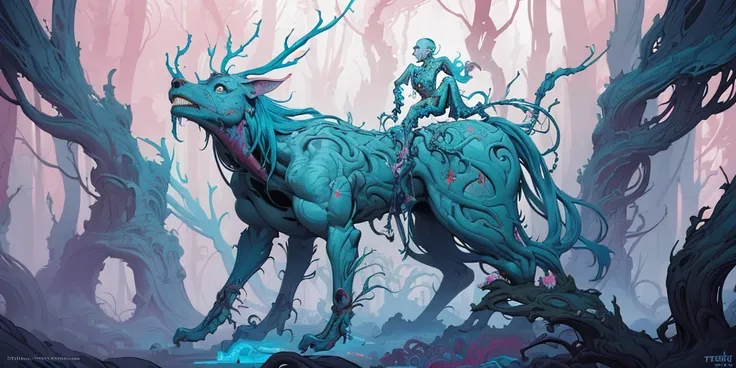 surreal anatomical forest constructs, mixed media, a fantasy magic designed, vivid colours, cryptic, mystical, pop surrealism by james jean, roby dwi antono, ross tran, steven kenny, paul neberra, ashley wood, atmospheric, trending on artstation, 8 k maste...