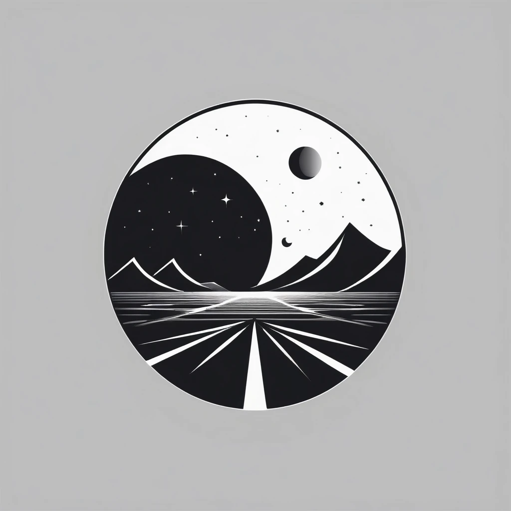 moon logo design. with a geometric style, flat, without color gradations, with neat shapes in black and white, monochrome