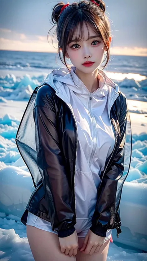 ((HD)), ((whole body)) news photography, ((pilot)), Large Breasts, ((Wearing an open raincoat and underwear)), ((Lockheed Vega 5B in the Arctic)), ((enchanting)), ((Hair tied into a bun)), ((looking at camera)), detailed, detailed pretty face, sharp focus,...