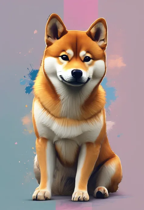 Create a 3D, very advanced and bold image of a Shiba Inu without any text. The dog should look very angry, baring its teeth. Use a highly colorful and realistically textured brushstroke.

Focus on depicting distinctive and faithfully realistic whiskers, es...