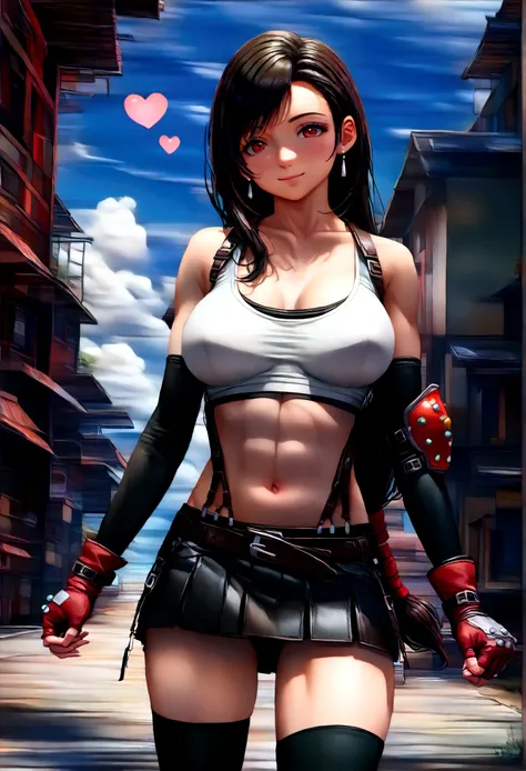 score_9, score_8_up, score_7_up,score_6, score_5, score_4,source_anime　BREAK , from front,from front,(breast focus:1.5),front view.cinematic angle,standing,straight-on,(upperbody:1.5),looking_at_viewer ,1girl, tifa lockhart, final fantasy, tareme,black hai...