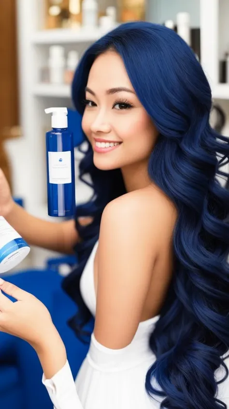 create a brand of skincare products, with navy blue colors, or cyan and white, with the name "shine