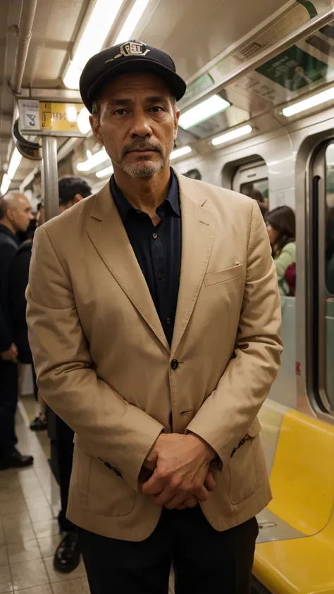 Man on subway, 40 years old, gentleman,