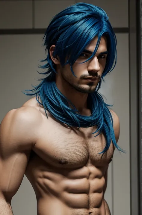 blue hair male character 