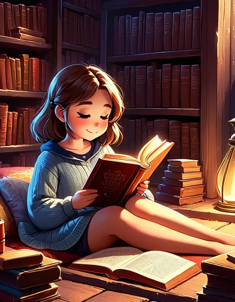 "I declare after all there is no enjoyment like reading! How much sooner one tires of anything than of a book!"

Image Prompt: Illustrate a person deeply engrossed in a book while the world around them fades into the background, emphasizing the joy and esc...