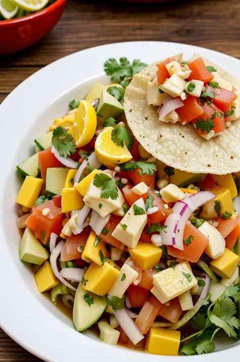 homemade peruvian ceviche dish 