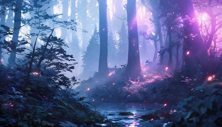 Cinematic forest lighting,Eerie Dark Forest