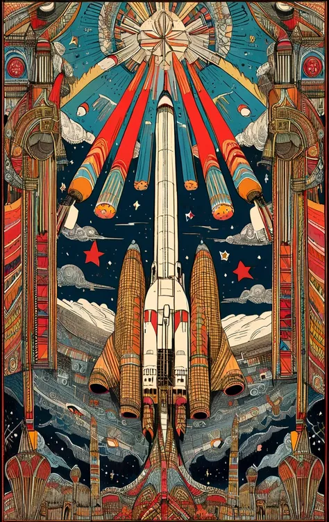 Flyer of a Soviet rocket taking off