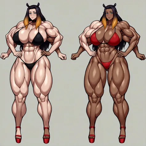 Ninomae, muscular body, big breasts, 4 arms, full body.