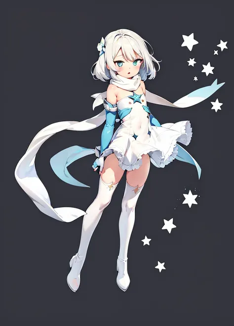 highest_quality, masterpiece,
one girl, chest, 乳white色とブルー_hair, 一人in, light_dress, white_dress, blue_eye, arms_magicwand, hair_...