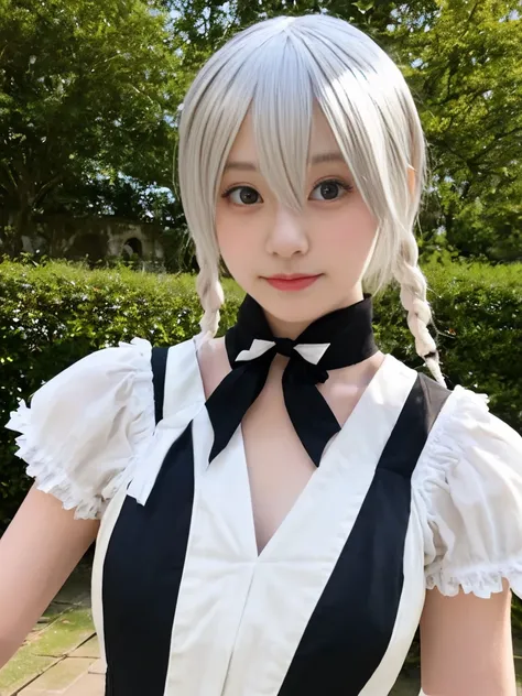 Nier:オートマタの2bの美しいコスプレ、2bのコスプレをした女性、White skin、expensive、21 years old、Englishman、Nier:2b&#39;Automata&#39;s Black Costume、Light background、Against the backdrop of ruins、Standing expensive in the middle of the church、Shooting from an angle、masterpiece、Highes...