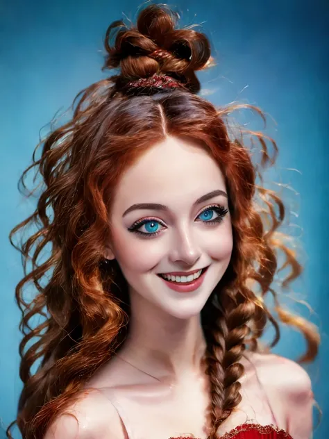 (Best quality, 4K, 8K, A high resolution, Masterpiece:1.2), Ultra-detailed, Realistic portrait of an 18 year old aristocratic girl, Exquisite facial features，Long brown curly hair details expressed, The posture is leisurely and natural，Graceful posture, Dr...