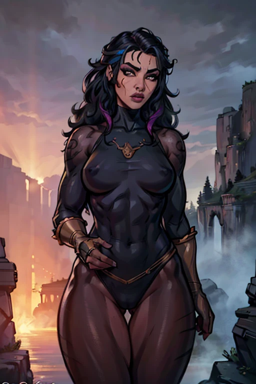 a beautiful detailed girl, 3 girls, savage people, lycra, bush hair, different colors, slim, thick thigh, full-bodied, furry, detailed facial features, photorealistic, hyper detailed, vibrant colors, dramatic lighting, fantasy art, concept art, dark moody ...