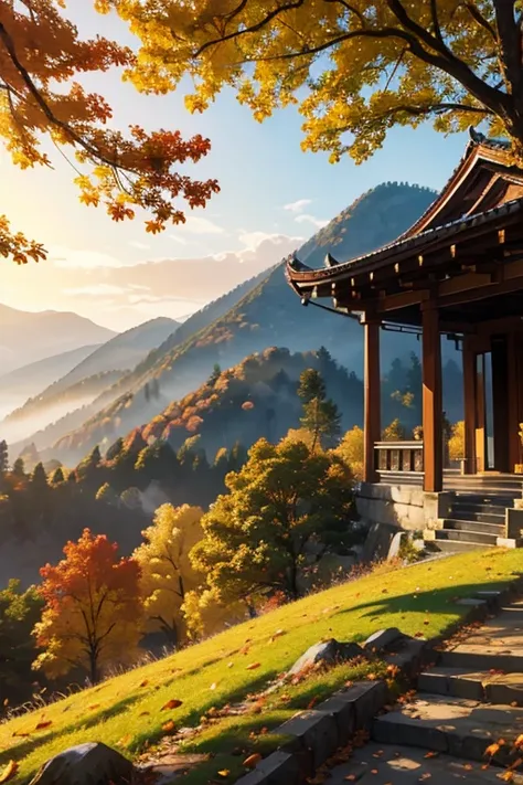 Falling leaves
Golden hues
Crisp air
Harvest moon
Majestic mountains
Quiet temples
Rich colors
Misty mornings