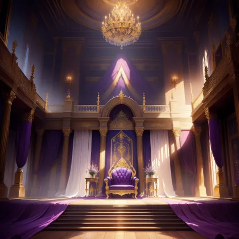 Purple and Gold Room，Purple carpet, decadent The Golden Throne Room, exquisitely designed The Golden Throne Room, The Golden Throne Room, Stunning mysterious background, odins stone Arena Background, Palace Background, Kingdom of Light Background, rustic T...