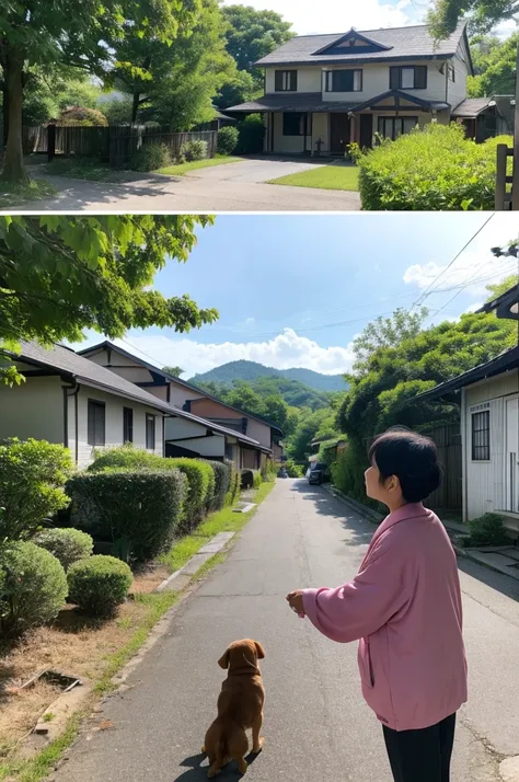 The dog is Kazutoshi-kun.、We headed to an old house on the edge of the park.。When I arrived in front of the house、An old woman came out from inside。「Taro！I was worried.！」The old woman picked up the dog and started crying.。
