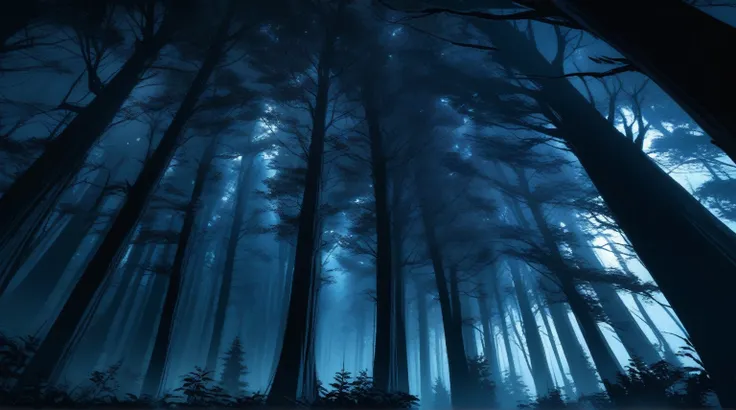 Eerie Dark Forest, sharp, The trees are clearly depicted